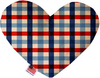 Patriotic Plaid 8 inch Stuffing Free Heart Dog Toy (size: 8 Inch)