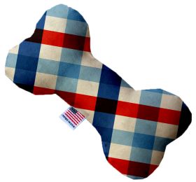 Patriotic Plaid 8 inch Stuffing Free Bone Dog Toy (size: 8 Inch)