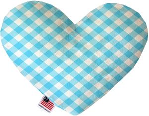 Baby Blue Plaid 6 inch Stuffing Free Heart Dog Toy (size: 6 Inch)