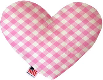 Baby Pink Plaid 8 inch Stuffing Free Heart Dog Toy (size: 8 Inch)