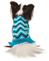 Blue Chevron Dog Sweater with Fleece Lining (size: XSmall)