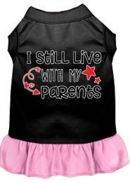 Still Live with my Parents Screen Print Dog Dress Black with Light Pink (size: XXXL(20))