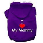 I Love My Mommy Screen Print Pet Hoodies Purple (size: XS (8))