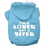 I'm a Lover not a Biter Screen Printed Dog Pet Hoodies Baby Blue (size: XS (8))