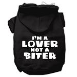 I'm a Lover not a Biter Screen Printed Dog Pet Hoodies Black (size: XS (8))