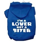 I'm a Lover not a Biter Screen Printed Dog Pet Hoodies Blue (size: XS (8))