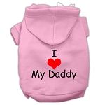 I Love My Daddy Screen Print Pet Hoodies Pink (size: S (10))