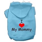 I Love My Mommy Screen Print Pet Hoodies Baby Blue (size: S (10))
