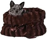Brown Reversible Snuggle Bugs Pet Bed, Bag, and Car Seat in One (size: )