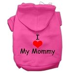 I Love My Mommy Screen Print Pet Hoodies Bright Pink (size: L (14))