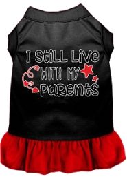 Still Live with my Parents Screen Print Dog Dress Black with Red (size: S (10))
